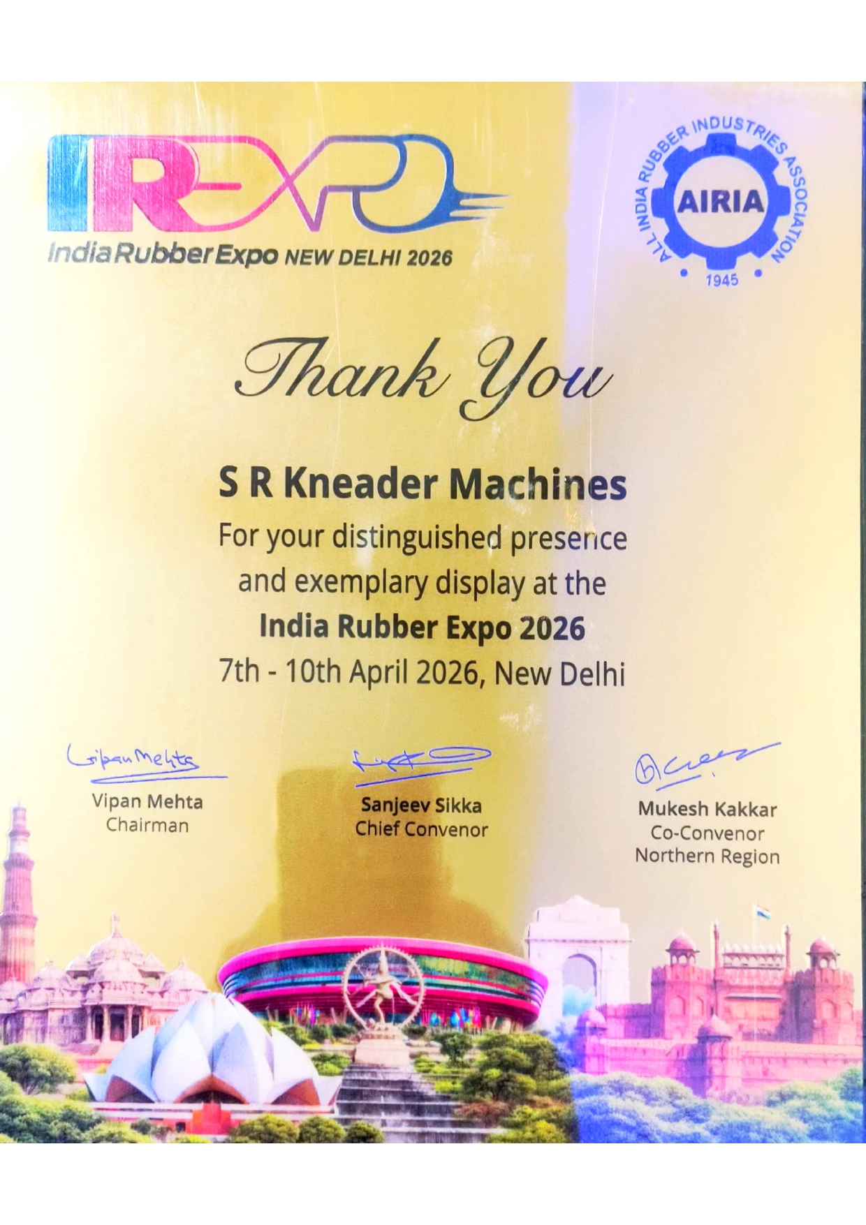 S.R. Kneader Machines Certificate